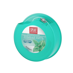Нить узкая вощеная SPLAT Dental Floss мятная с волокнами серебра, 30 м