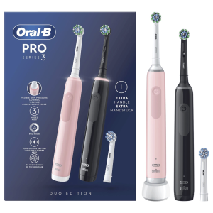 Набор из двух электрических зубных щеток Oral-B Pro 3 3900 Duo (розовая/черная)