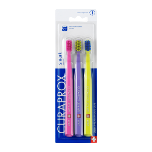 Набор зубных щеток CURAPROX CS Smart 7600 (3 шт) (CS Smart 7600/3) РОЗОВЫЙ/СИРЕНЕВЫЙ/ЖЕЛТЫЙ