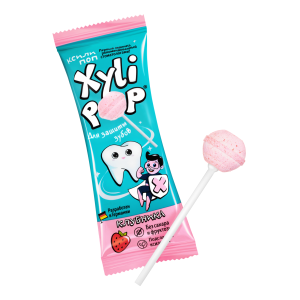 Леденец Miradent XyliPOP на палочке из ксилита КЛУБНИКА, 1 шт