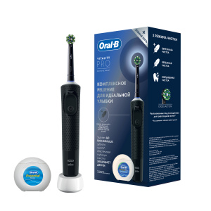 Электрическая зубная щётка Oral-B Vitality Pro + ЗУБНАЯ НИТЬ, черная Электрическая зубная щётка Oral-B Vitality Pro + ЗУБНАЯ НИТЬ, черная