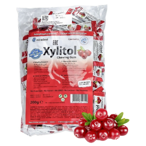Жевательная резинка Miradent Xylitol Клюква, без диоксида титана -  100 шт.*2
