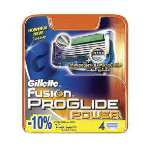 Сменные Кассеты Gillette Fusion5 ProGlide Power Для Мужской Бритвы с 5 лезвиями, 4 шт