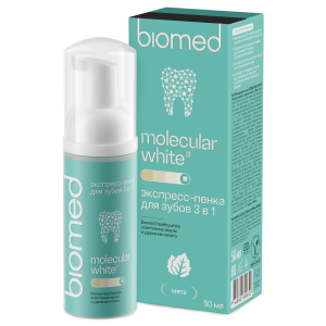 Пенка BIOMED HEALTHYWHITE осветление эмали и удаление налета, мятная, 50 мл