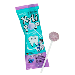 Леденец Miradent XyliPOP на палочке из ксилита ГОЛУБИКА, 1 шт