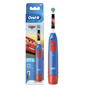 Электрическая щетка Oral-B PRO BATTERY на батарейках Тачки (3+) с насадкой Extra Soft (DB5.510.1K)