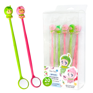Зеркала для осмотра полости рта Clean-baby, розовые/зеленые, 20 шт