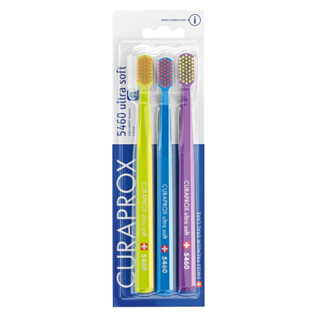 Набор зубных щеток CURAPROX "ultrasoft" CS5460/3 (САЛАТОВЫЙ/ГОЛУБОЙ/ФИОЛЕТОВЫЙ)