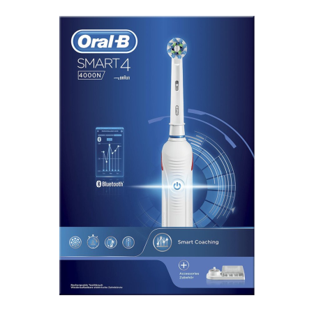 Электрическая зубная щетка Oral-B Smart 4 4000N БЕЛАЯ с подставкой для насадок