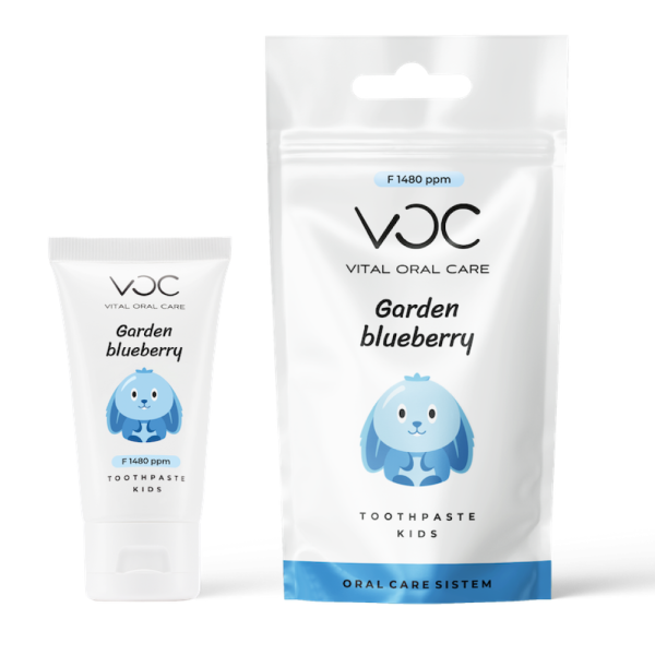 Детская зубная паста VOC kids F 1480 ppm "Садовая голубика", 50 мл