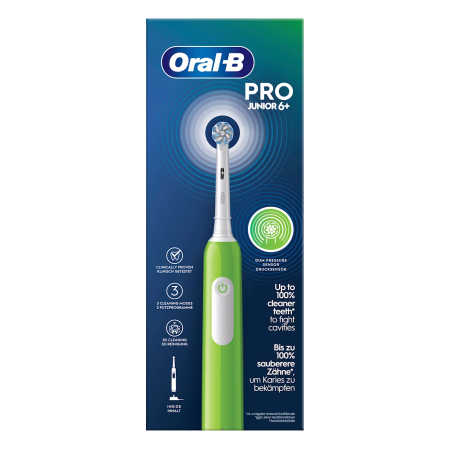 Детская электрическая зубная щетка Oral-B Pro Junior (6+) Green Салатовая