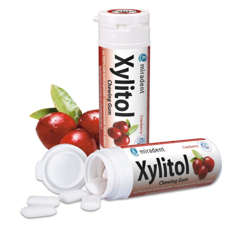 Жевательная резинка Miradent Xylitol со вкусом клюквы (30 шт), 30 г