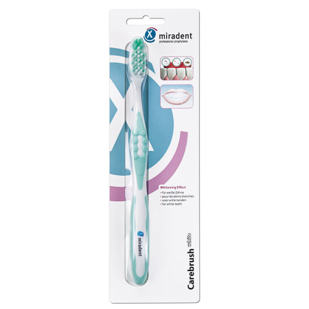 Зубная щетка Miradent Carebrush White medium, мятная