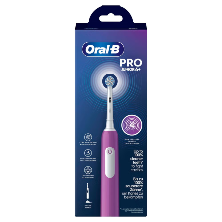 Детская электрическая зубная щетка Oral-B Pro Junior (6+) Lila Фиолетовая