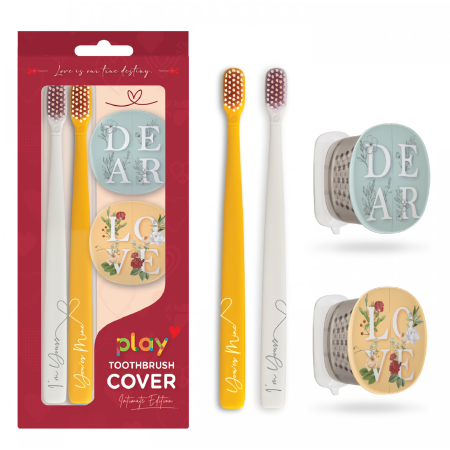 Набор 2 щетки twigo и 2 футляра play Flipper серия «iLOVE Романтика» (желтая/белая)