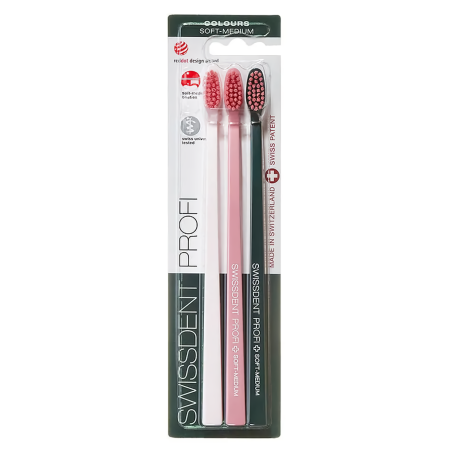 Набор зубных щеток SWISSDENT Profi Colours, Soft-Medium (3 шт.)