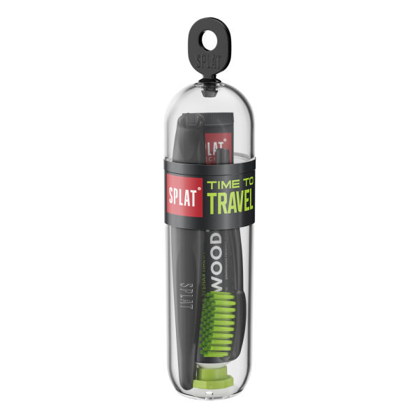 Набор SPLAT Special BLACKWOOD / ЧЕРНОЕ ДЕРЕВО зубная паста 25 г + зубная щетка складная, средняя