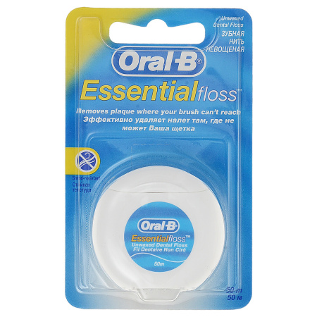 Нить межзубная НЕвощеная Oral-B Essential, 50 м