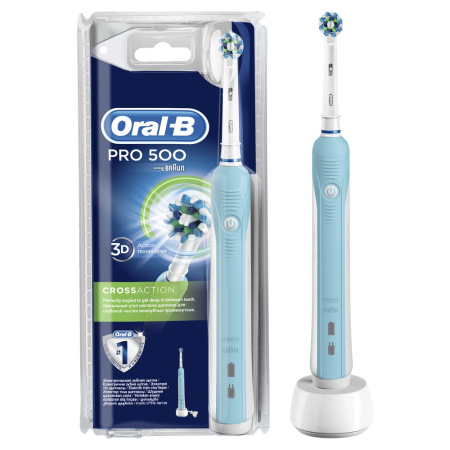 Электрическая зубная щетка ORAL-B PRO 1 500 CrossAction/ PRO 500 Cross Action (1 насадка, D16.513.U)