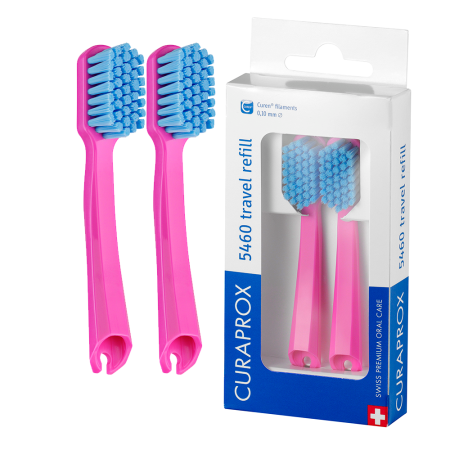 Сменные зубные щетки CURAPROX СS 5460 для дорожного набора BE YOU, 2 шт РОЗОВЫЕ