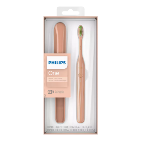 Электрическая зубная щетка Philips One HY1200/25, персиковый