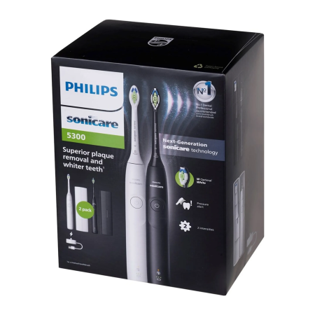 Набор электрических зубных щеток Philips Sonicare Series 5300 HX7109/01 Белая/Черная с футлярами