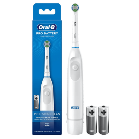 Электрическая зубная щетка Oral-B Precision Clean Pro Battery DB5.010.1 - на батарейках БЕЛАЯ РУЧКА