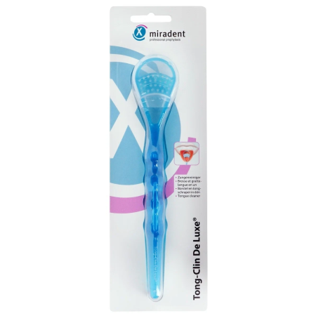 Щетка для чистки ЯЗЫКА Miradent Tong-Clin De Luxe, голубая Щетка для чистки ЯЗЫКА Miradent Tong-Clin De Luxe, голубая