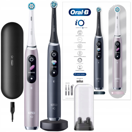 Набор из двух электрических зубных щеток Oral-B iO Series 9 DUO Black Onyx, Rose Quartz (розовая/черная) Набор из двух электрических зубных щеток Oral-B iO Series 9 DUO Black Onyx, Rose Quartz (розовая/черная)