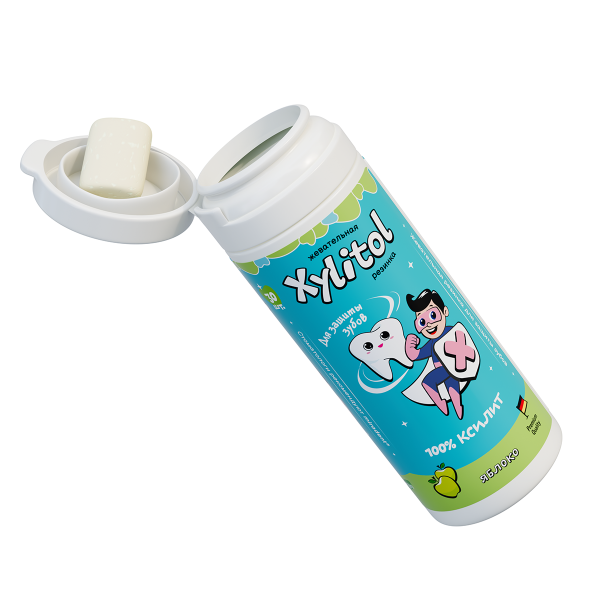 Жевательная резинка Miradent Xylitol Яблоко для детей (30 шт), 30 г