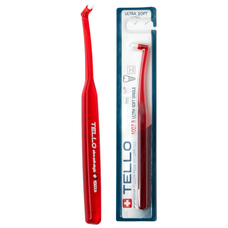 Монопучковая зубная щетка TELLO 1007.5 ultra soft single КРАСНАЯ