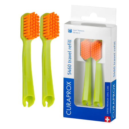 Сменные зубные щетки CURAPROX СS 5460 для дорожного набора BE YOU, 2 шт САЛАТОВЫЕ