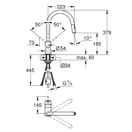 Смеситель для кухни GROHE Minta с выдвижным изливом, хром (32321002)