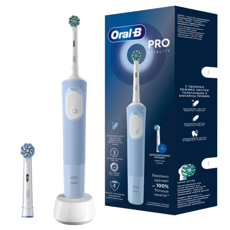 Электрическая зубная щетка Oral-B Vitality Pro Protect X Clean Голубая (D103.423.3) + насадка Sensitive Clean