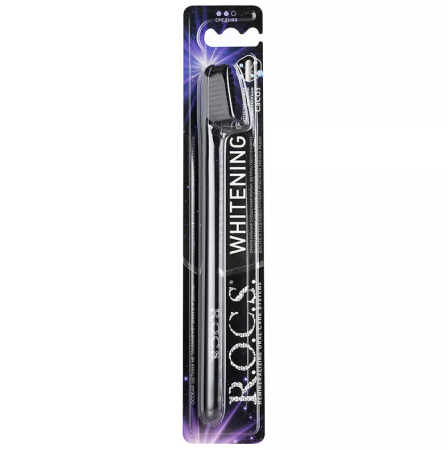 Зубная щетка R.O.C.S. Отбеливающая средняя ЧЕРНАЯ