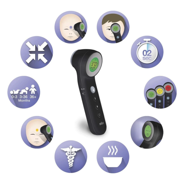 Бесконтактный инфракрасный термометр Braun BNT400, черный