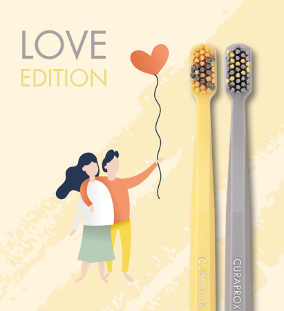 Набор зубных щеток CURAPROX CS5460/2 "ultrasoft" Duo Love (2 шт.) Жёлтый/Серый