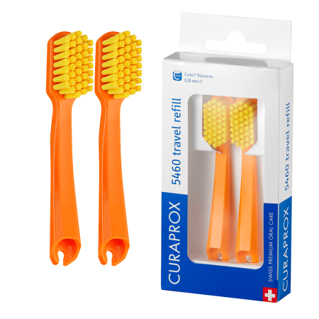 Сменные зубные щетки CURAPROX СS 5460 для дорожного набора BE YOU, 2 шт ОРАНЖЕВЫЕ