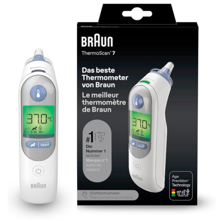 Ушной термометр с подогревом наконечника Braun ThermoScan7 IRT6520, белый Ушной термометр с подогревом наконечника Braun ThermoScan7 IRT6520, белый
