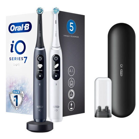 Набор из двух электрических зубных щеток Oral-B iO Series 7 DUO Black Onyx, White Alabaster (белая/черная)