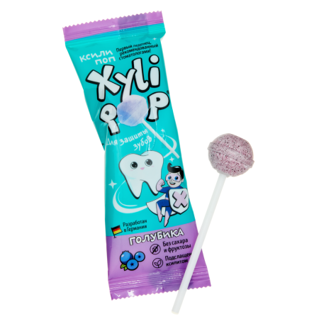 НАБОР Леденцов Miradent XyliPOP на палочке из ксилита ГОЛУБИКА, 50 шт