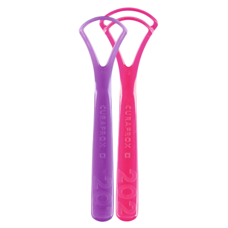 CURAPROX Набор скребков для языка, 2 шт. (CTC203) ФИОЛЕТОВЫЙ/РОЗОВЫЙ