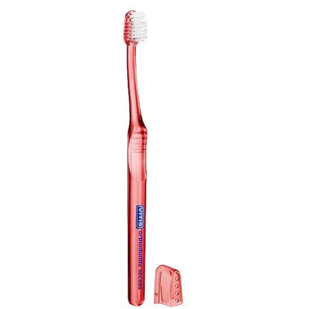Зубная щетка средняя Vitis Orthodontic Access КРАСНАЯ