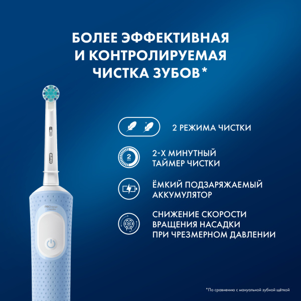 Электрическая зубная щетка Oral-B Vitality Pro Kids Хамелеон, голубая Электрическая зубная щетка Oral-B Vitality Pro Kids Хамелеон, голубая