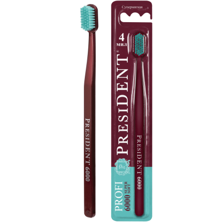 Зубная щетка PresiDENT Profi 6000 (Супермягкая) БОРДОВАЯ