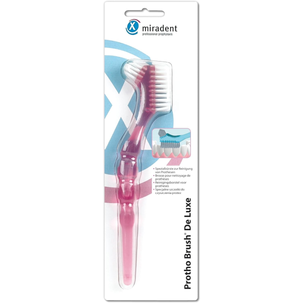Щетка Miradent Protho Brush De Luxe Pink - для зубных протезов, розовая