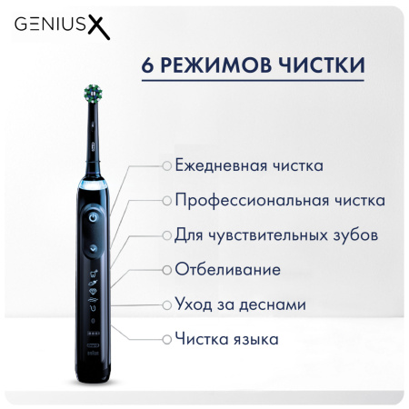 Электрическая зубная щетка Oral-B GeniusX 20000 Midnight Black (D706.513.6)