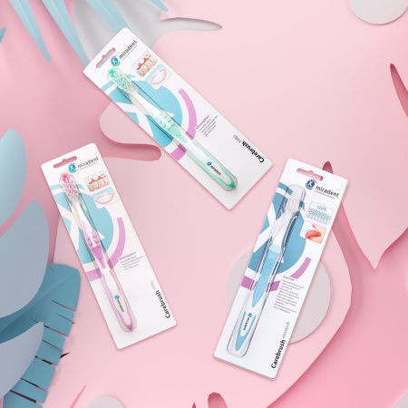 Зубная щетка Miradent Carebrush White medium, розовая