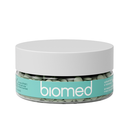 Зубная паста Biomed HEALTHYWHITE в таблетках. Активное отбеливание и восстановление эмали. Мята, 62 шт.