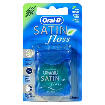 Нить межзубная мятная Oral-B Satin Floss, 25 м